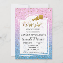 Invitation Pink Blue Ombre Parties scintillant Gold Genre Rev