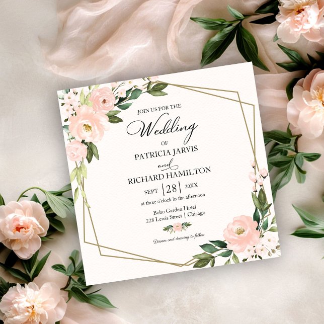 Invitation Pink Blush Floral Geometric Wedding Invite (Créateur téléchargé)