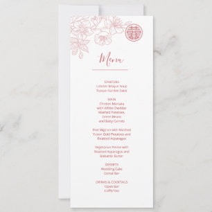 Invitation Pink Blush Florline Art Menu Mariage chinois