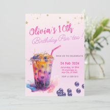 Pink Boba Tea Girl Anniversaire Fête Ado
