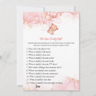 Invitation Pink Boho Bear Baby shower Conseils de jeu pour pa
