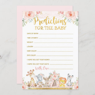 Invitation Pink Boho Jungle Animaux Prédictions pour Baby Car