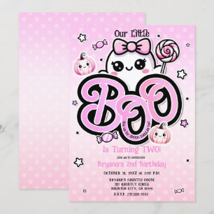 Invitation Pink BOT Petit Fantôme Halloween fête d'anniversai