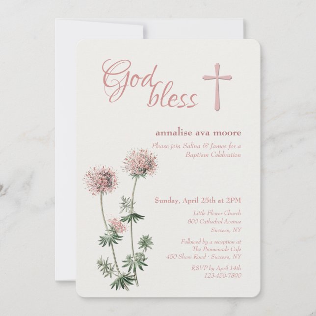 Invitation Pink Botanical (Devant)