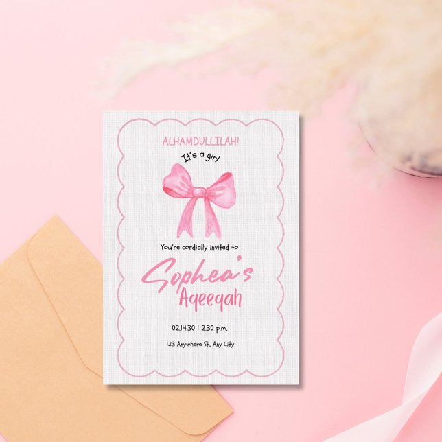 Invitation Pink Bow Aqiqah (Créateur téléchargé)
