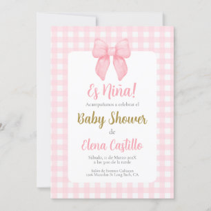 Invitation Pink Bow Baby shower Girl dans l'invitation espagn