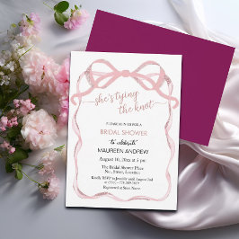Invitation Pink Bow Blush Parties scintillant Elle noue la nu