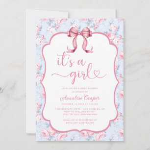 Invitation Pink Bow C'est un Baby shower de fille