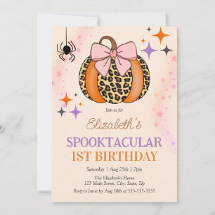 Invitation Pink Bow Citrouille Spotacular Halloween Anniversa