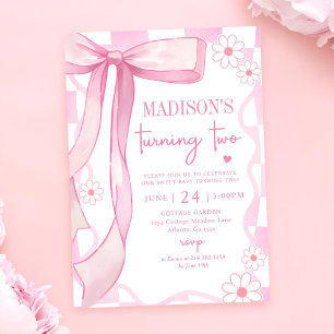 Invitation Pink Bow Elegant 2e anniversaire