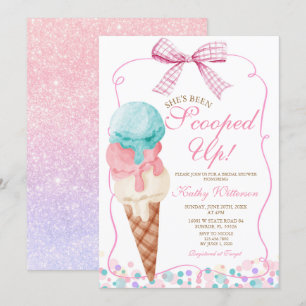 Invitation Pink Bow Elle a été Fête des mariées de crème glac