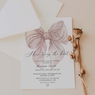 Invitation Pink Bow Elle Tying The Knot Fête des mariées