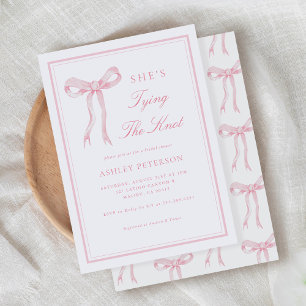 Invitation Pink Bow Elle Tying The Knot Fête des mariées