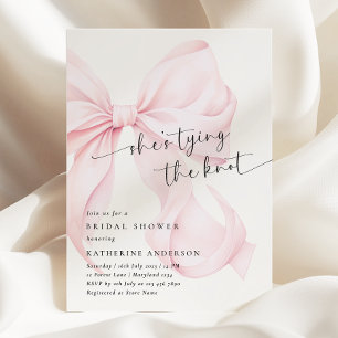 Invitation Pink Bow Elle Tying The Knot Fête des mariées