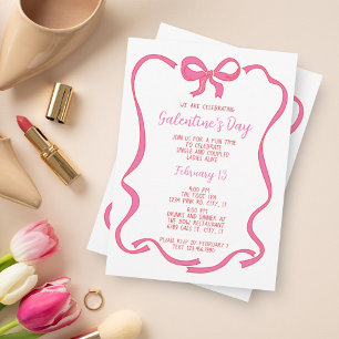Invitation Pink Bow Galentine's Day Saint-Valentin