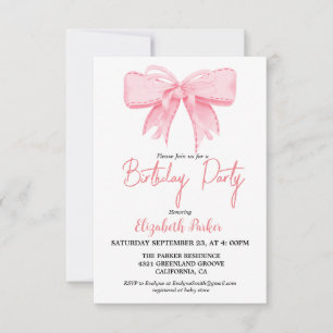 Invitation Pink Bow Girl Ribbon Birthday sprinkings
