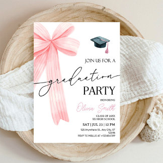 Invitation Pink Bow Graduation Party