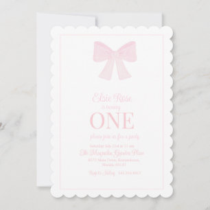 Invitation Pink Bow Grandmillennial Preppy