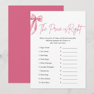 Invitation Pink Bow Le prix est la bonne Fête des mariées Jeu