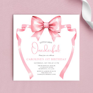 Invitation Pink Bow Little Miss Onederday Premier anniversair