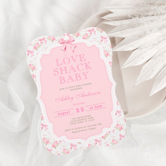 Invitation Pink Bow Love Shack Girl Baby shower (Créateur téléchargé)