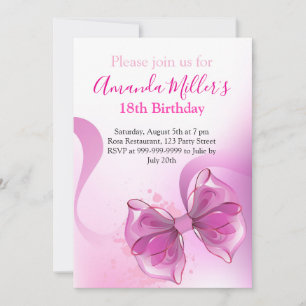 Invitation Pink bow luxe anniversaire magnétique