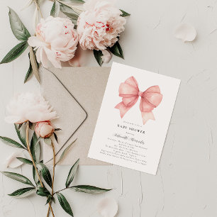 Invitation Pink Bow moderne Coquette Baby shower fille