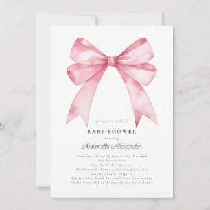 Invitation Pink Bow moderne Coquette Baby shower fille