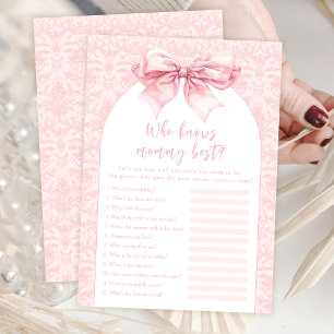Invitation Pink Bow Qui connaît maman la meilleure Baby Girl 