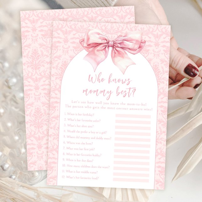 Invitation Pink Bow Qui connaît maman la meilleure Baby Girl  (Créateur téléchargé)