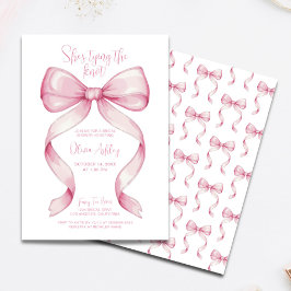 Invitation Pink Bow She's Tying the Knot Fête des mariées