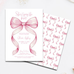Invitation Pink Bow She's Tying the Knot Fête des mariées