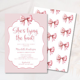 Invitation Pink Bow She's Tying the Knot Fête des mariées