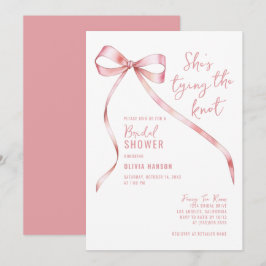 Invitation Pink Bow She's Tying the Knot Fête des mariées