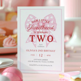 Invitation Pink Bow Sweetheart est une fille 2e anniversaire