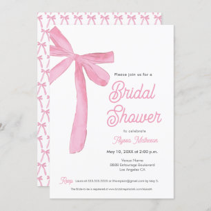 Invitation Pink Bow thème nuptiale douche personnalisable