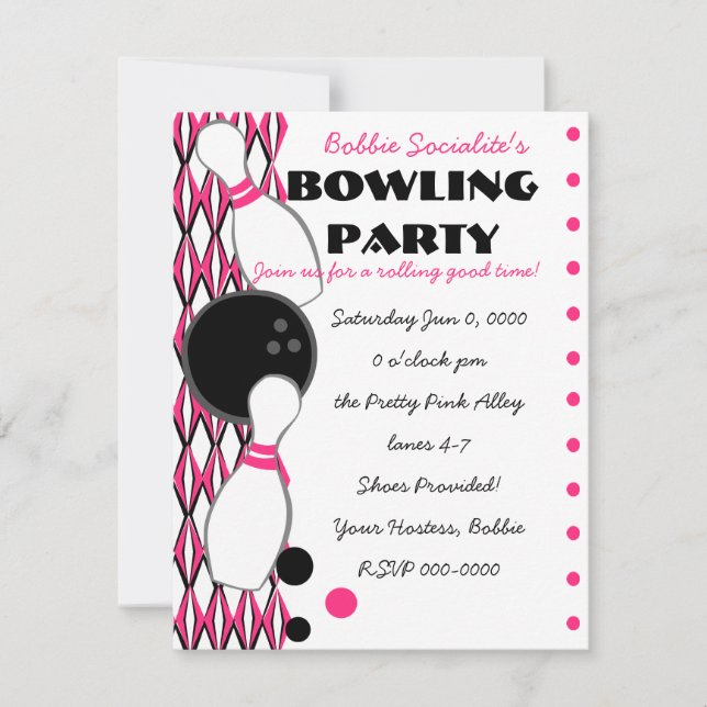 Invitation Pink Bowling (Devant)