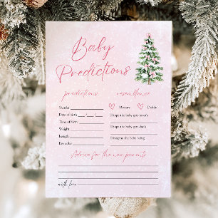 Invitation Pink Bows Christmas Tree Baby Snow Prediction Jeu