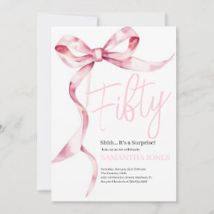 Invitation Pink Bows Modern Cinquante-ème fête d'anniversaire