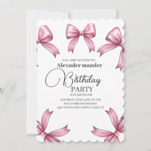 Invitation Pink Bows tendance Fille Anniversaire