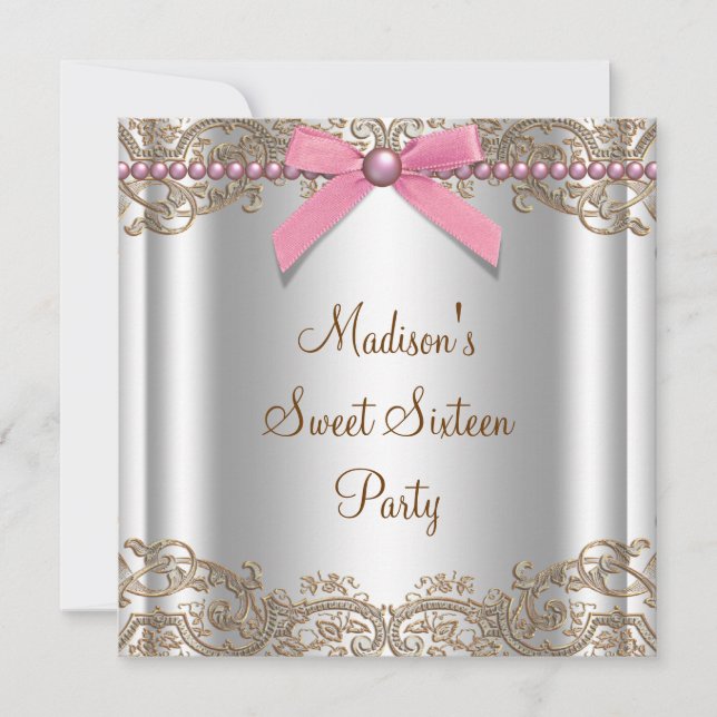 Invitation Pink Brown Sweet 16 Anniversaire (Devant)
