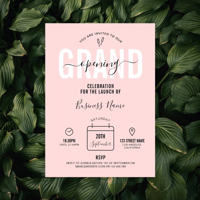 Invitation Pink Business Grand Ouverture Moderne Élégant (Créateur téléchargé)