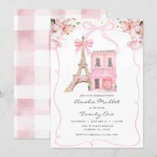 Invitation Pink Cafe Paris Bow Tour Eiffel Tout âge Anniversa