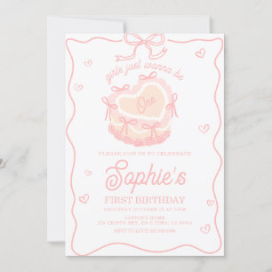 Invitation Pink Cake Bow Girls Veut Juste Être Un Anniversair