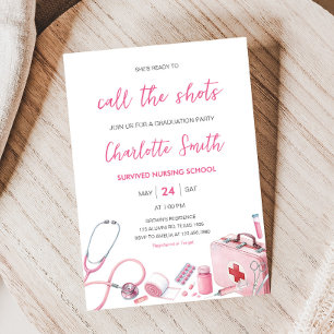 Invitation Pink Call the Shots Nursing Graduation Party