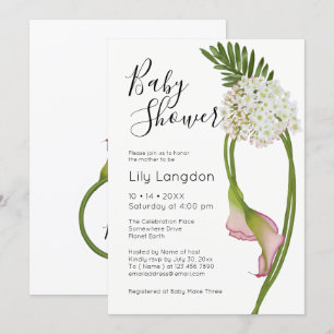 Invitation Pink Calla Lilies Élégant & Moderne Floral Blanc