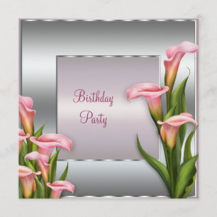 Invitation Pink Calla Lily Modèle de réception d'anniversaire