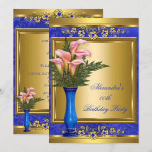 Invitation Pink Callie Royal Blue Pearl Gold Anniversaire Par