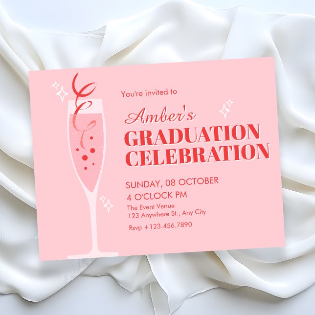 Invitation Pink champagne cocktail graduation (Créateur téléchargé)