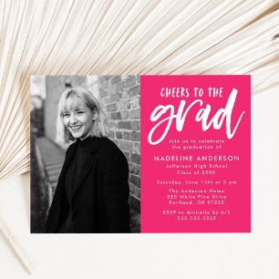 Invitation Pink Cheers à la Grad Script Grad Graduation Party
